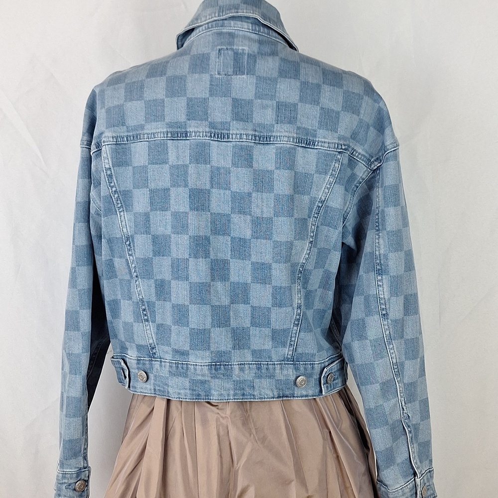 Wild Fable Checkerboard Light Wash Denim Jacket - Blue - Picture 3 of 7